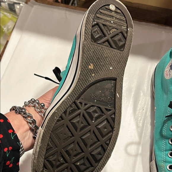 Converse Turquoise High-Tops with Black Accents - Picture 3 of 6
